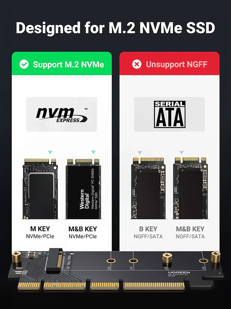 Tarjeta de Expansión UGREEN 30715 M.2 NVMe PCIe 4.0 x4 para SSD  4