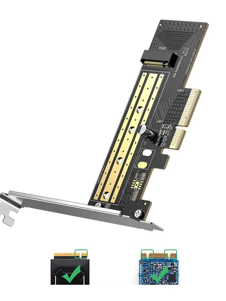 Adaptador de Tarjeta M.2 SATA y M.2 NVMe a PCIe 3.0 x4 UGREEN 70504 para SSD 2230/2242/2260/2280 2