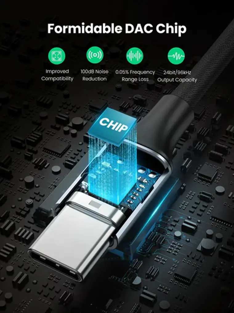 Cable Adaptador USB Tipo C a Jack 3.5 mm UGREEN AV161 80154 DAC HiFi para Audífonos y Smartphones 5