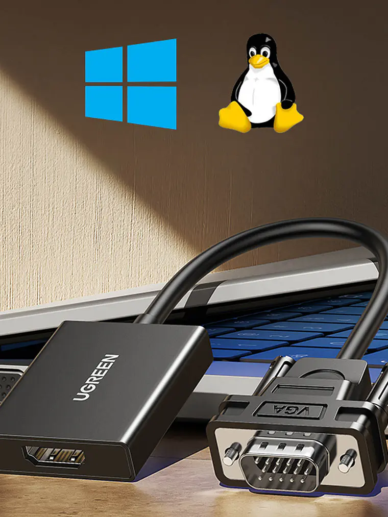 Adaptador VGA a HDMI UGREEN CM513 50945 Full HD 1080P con Audio para PC, Monitor, TV y Proyector 4