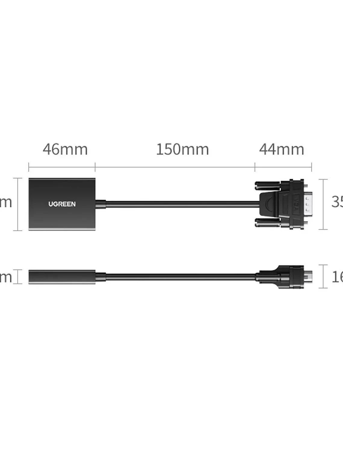 Adaptador VGA a HDMI UGREEN CM513 50945 Full HD 1080P con Audio para PC, Monitor, TV y Proyector 6