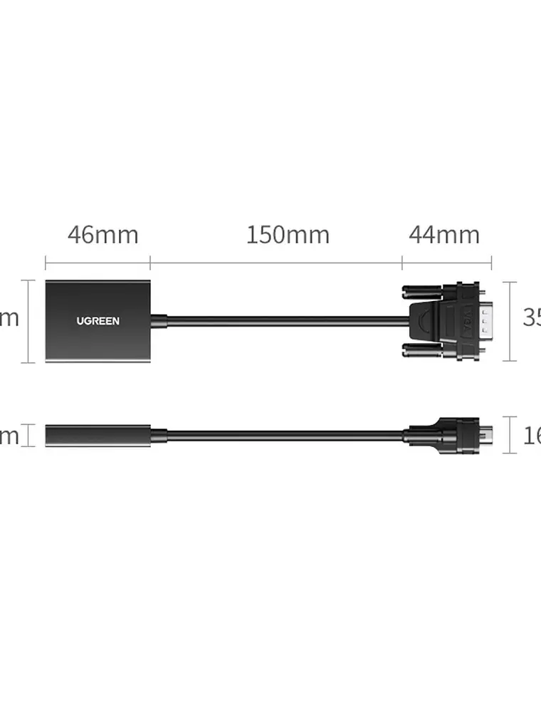 Adaptador VGA a HDMI UGREEN CM513 50945 Full HD 1080P con Audio para PC, Monitor, TV y Proyector 6