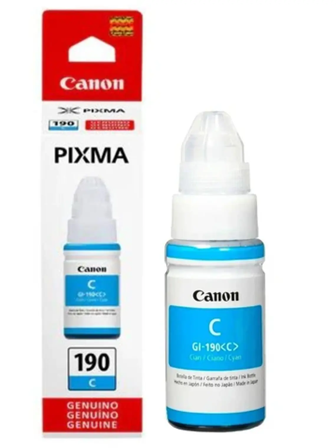 Botella de Tinta Canon GI-190 Cian Original 70 ml 1