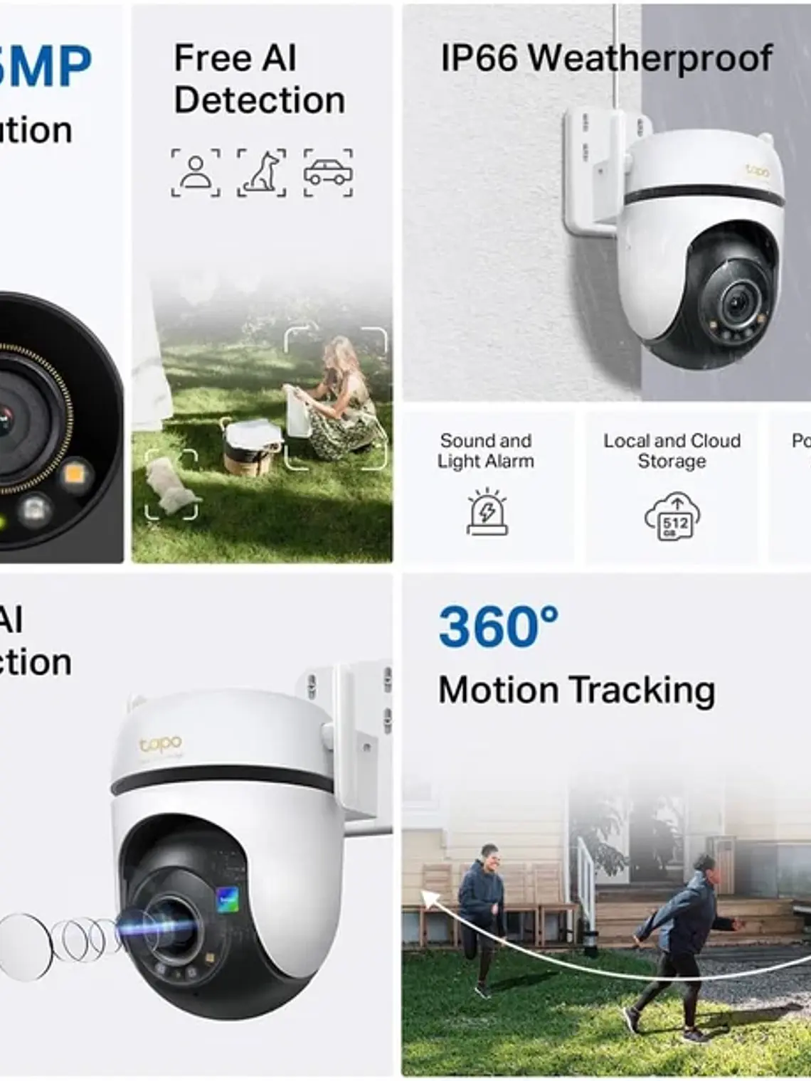 Cámara de Seguridad Tapo C530WS 3K 5MP PTZ 360° WiFi Exterior 2