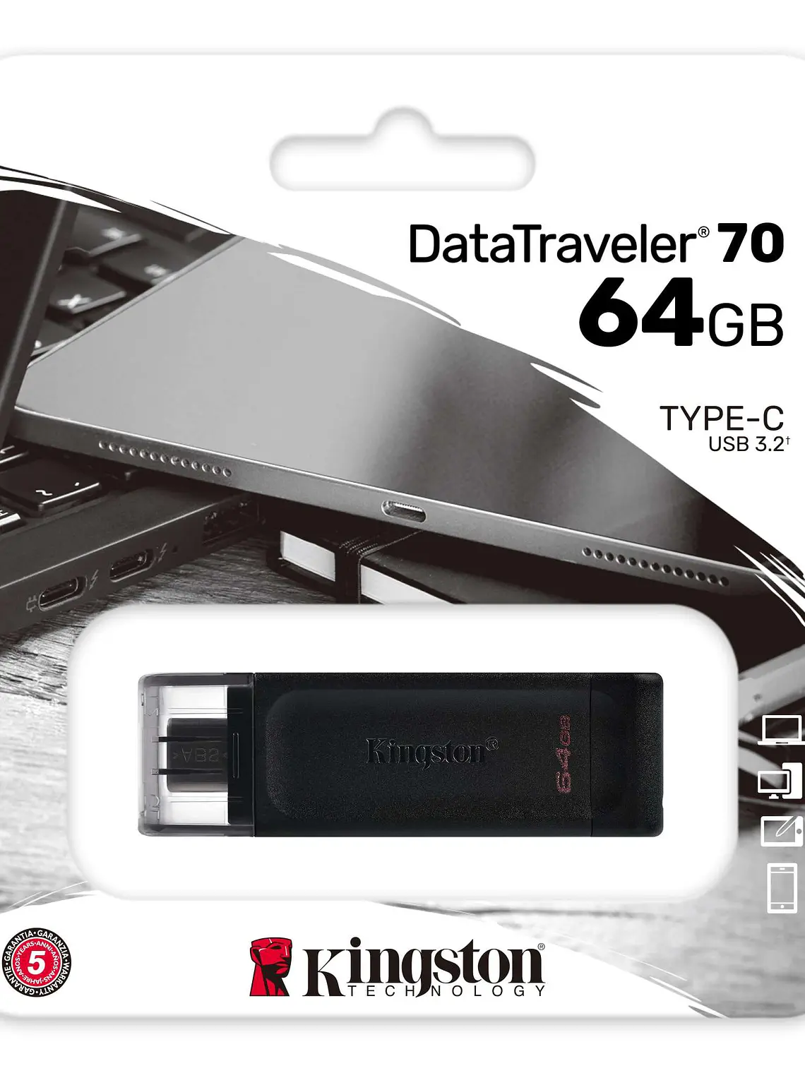 Memoria USB-C Kingston DataTraveler 70 64GB USB 3.2 Gen 1 4