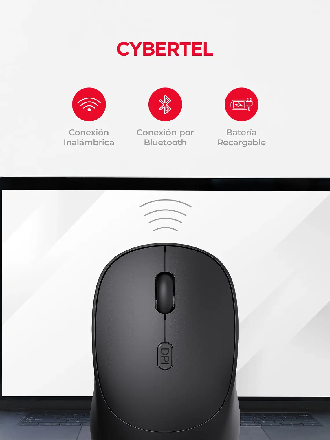 Mouse Inalámbrico Cybertel Beatnik 3 CYB M704-3M 3 Modos 1600 DPI 8