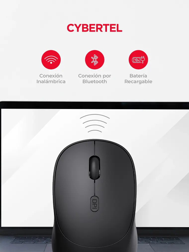 Mouse Inalámbrico Cybertel Beatnik 3 CYB M704-3M 3 Modos 1600 DPI 8