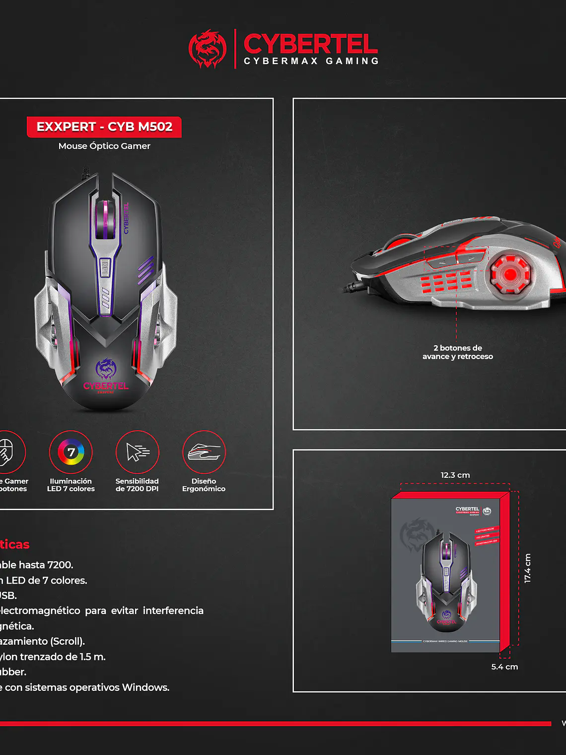 Mouse Gamer Cybertel Cybermax Exxpert CBX M502W al Mejor Precio en Peru 7