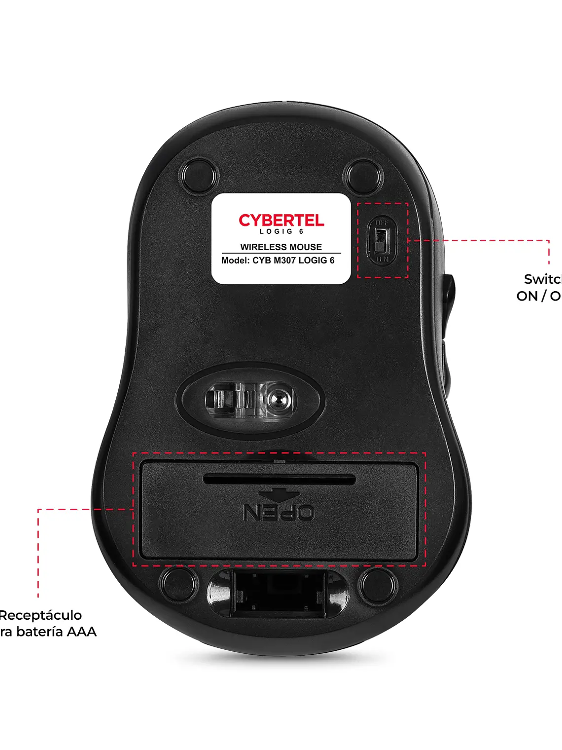 Mouse Inalámbrico Cybertel CYB-M307 6 Botones 1600 DPI 3