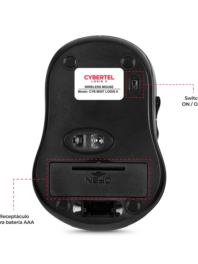 Mouse Inalámbrico Cybertel CYB-M307 6 Botones 1600 DPI 3
