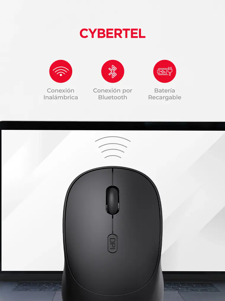 Mouse Inalámbrico Cybertel Beatnik 3 CYB M704-3M Bluetooth 2.4GHz Recargable 10