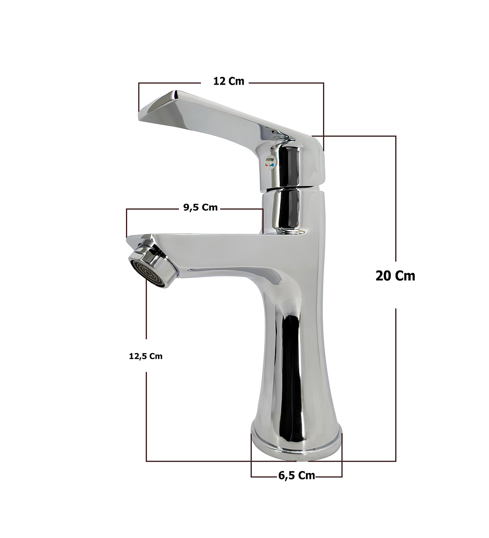 Griferia Lavamanos Baja Mezclador Brillante Base Cono Tc-ca