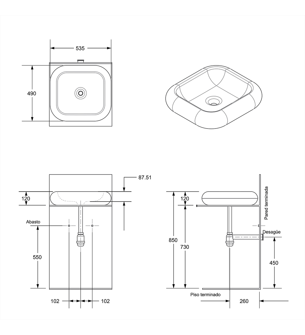 Lavamanos Sobreponer Blanco Rectangular Soria