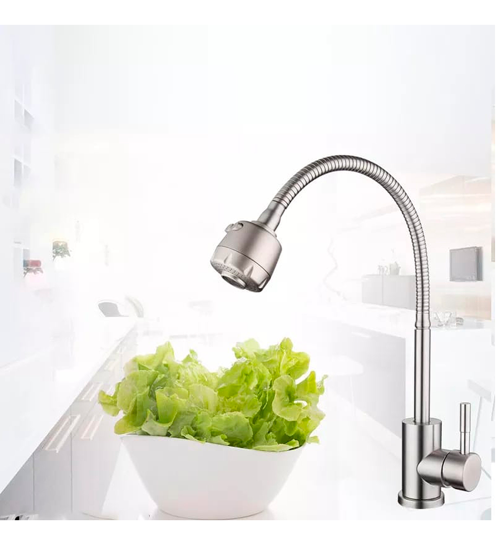 Griferia Lavaplatos Agua Fria Flexible Acero Inox 304