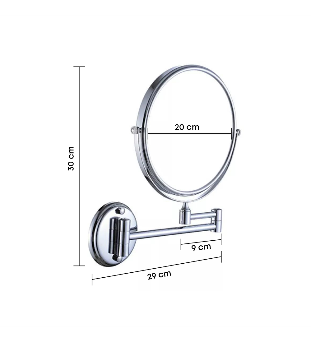 Espejo Circular Esqualizable Doble Cara Cromado