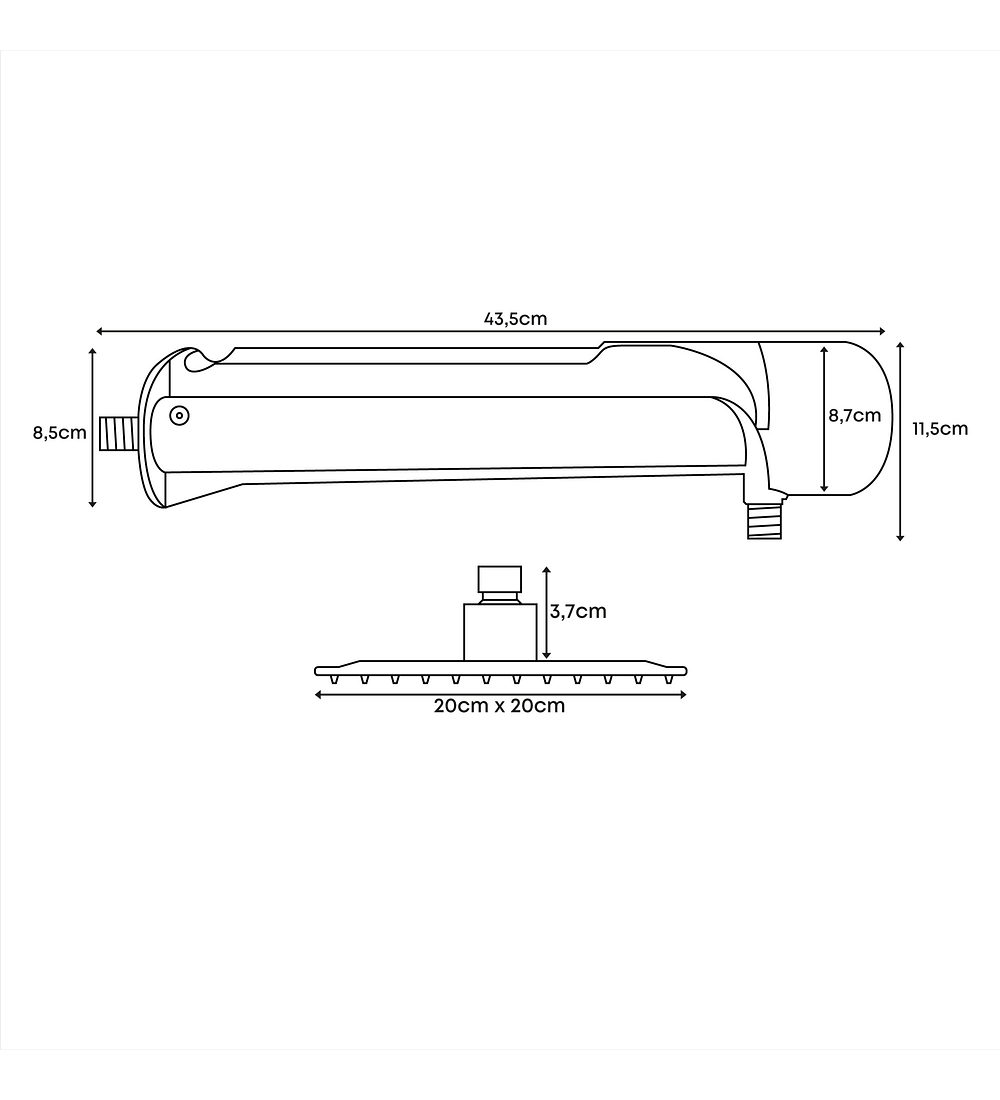 Ducha Horizontal Lusso Negro A 110v + Regadera a Elección