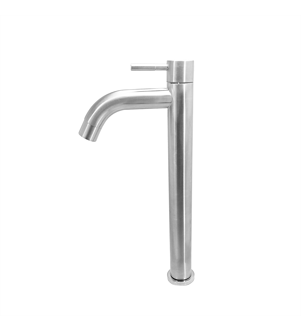 Griferia Alta Agua Fria Inox Lavamanos + Acople Pvc 1/2-1/2 40cm