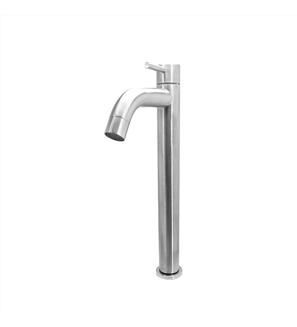 Griferia Alta Agua Fria Inox Lavamanos + Acople Pvc 1/2-1/2 40cm