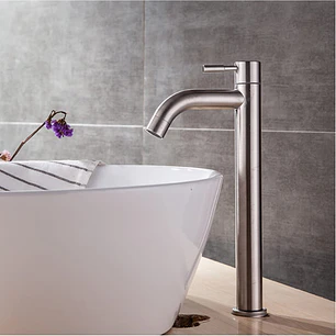 Griferia Alta Agua Fria Inox Lavamanos + Acople Pvc 1/2-1/2 40cm