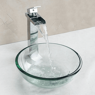 Lavamanos Vidrio Sobreponer Redondo Transparente 42cm