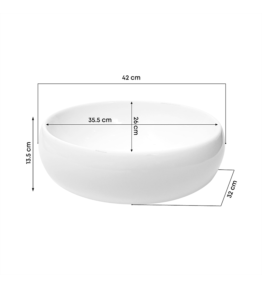 Lavamanos Ceramica Sobreponer Ovalado Blanco 42*32 - Copey Pequeño