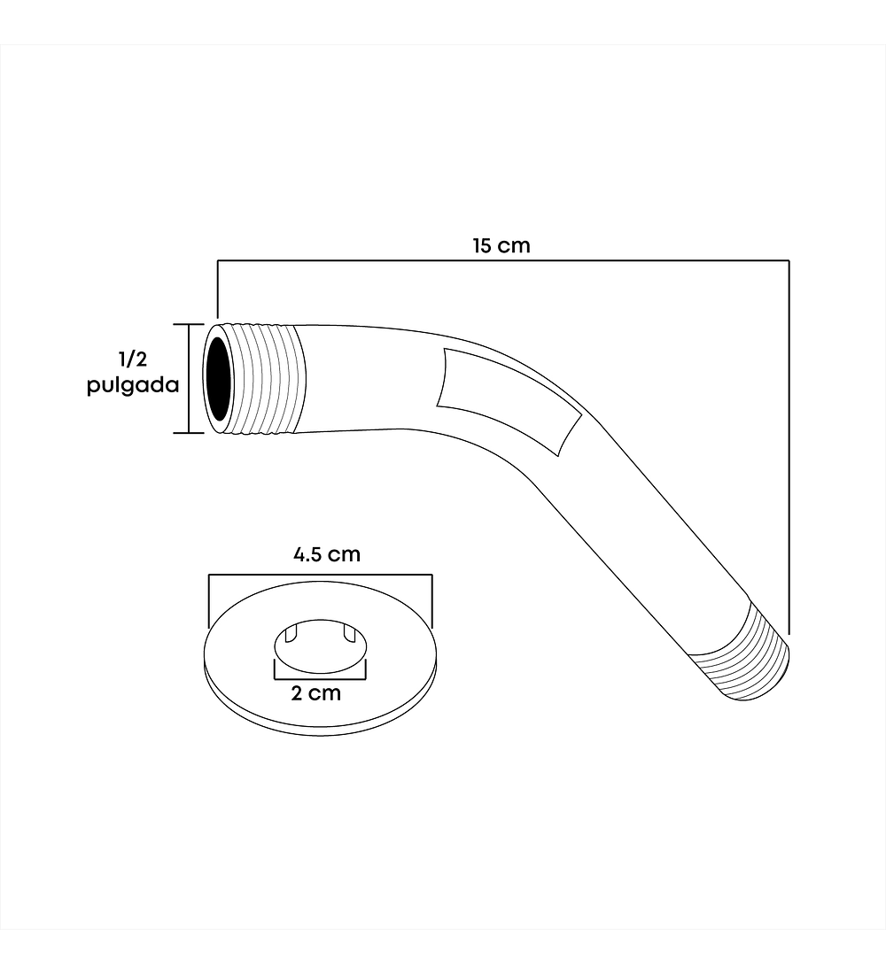 Brazo De Ducha Plastico 15cm A Muro