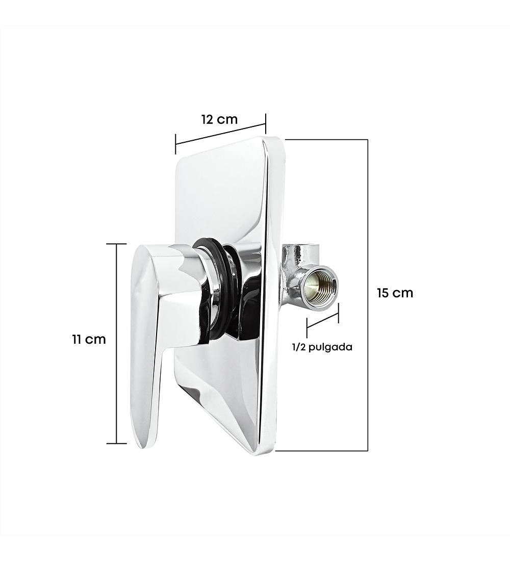 Grifería Monocontrol Ducha Mezclador 12cmx15 cm rectangular
