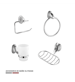 Set X 4 Piezas Accesorios Baño Elite Base Ovalada