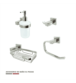 Set X 4 Piezas Acc Baño Lujo Acero Inoxidable Satinado