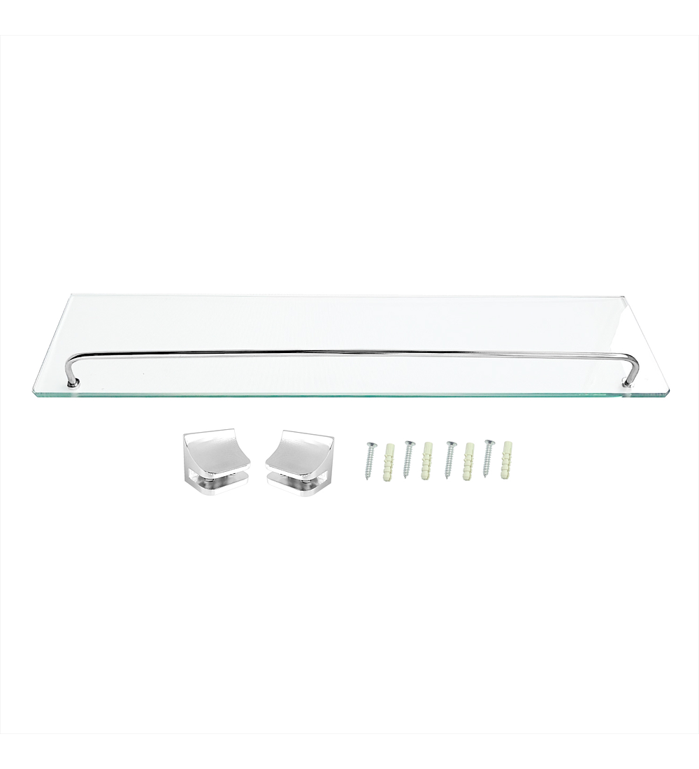 Organizador Baño Rectangular En Vidrio Y Acero 50cm Tc