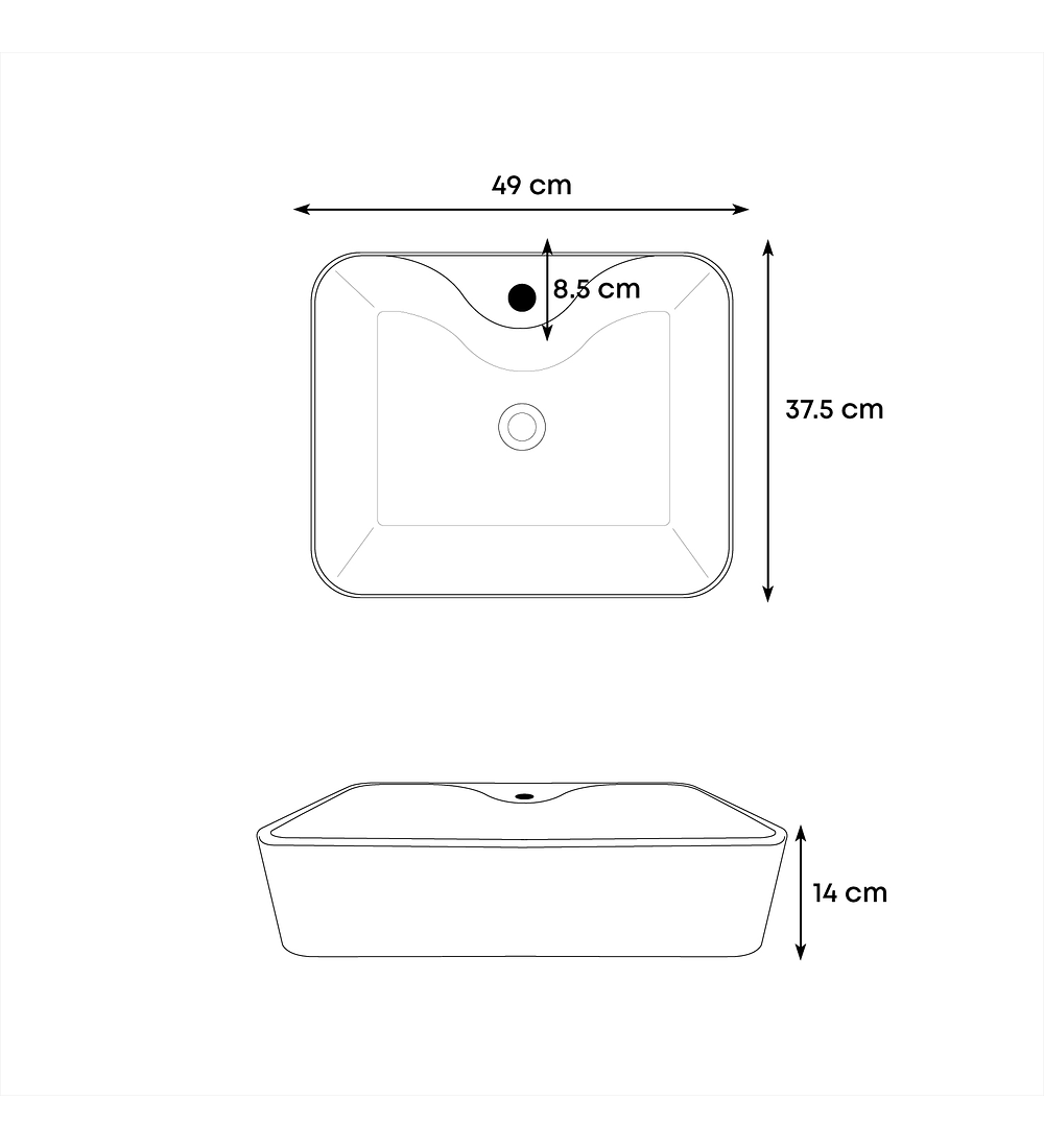 Lavamanos De Sobreponer En Ceramica Blanco 14cm*49cm*37.5cm