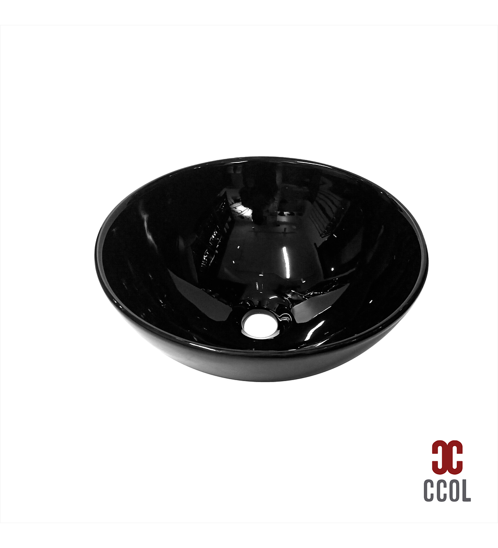 Lavamanos Sobreponer Redondo Ceramica Negro Brillante 14cm*32cm