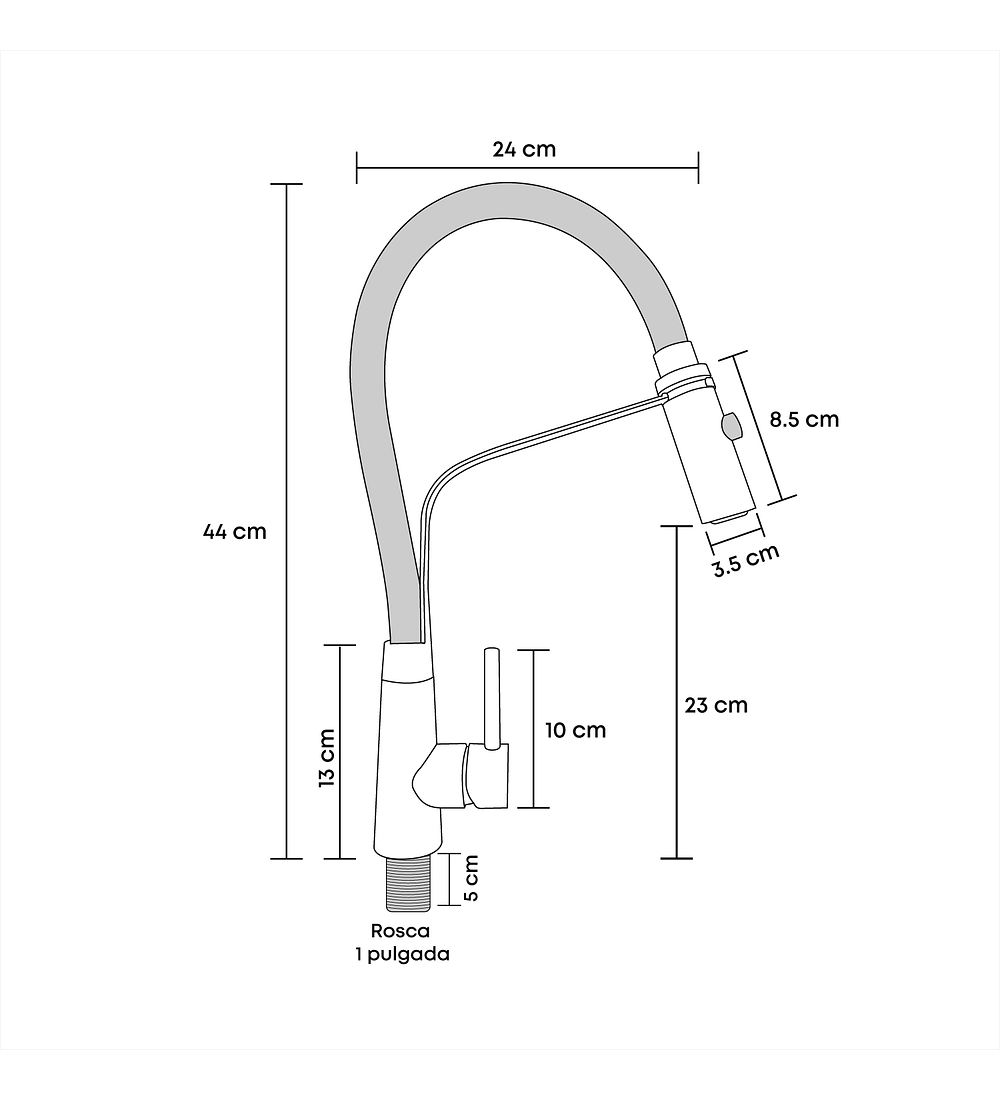 Griferia Lavaplatos Mezclador Satinado Cuello Flexible Negro