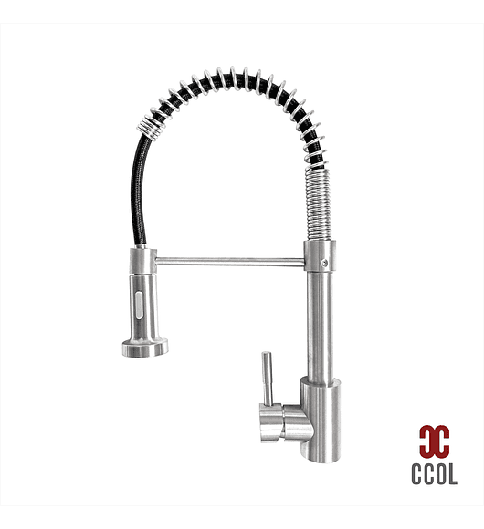 Grifo Cocina Profesional Con Rociador Monomando Satinado