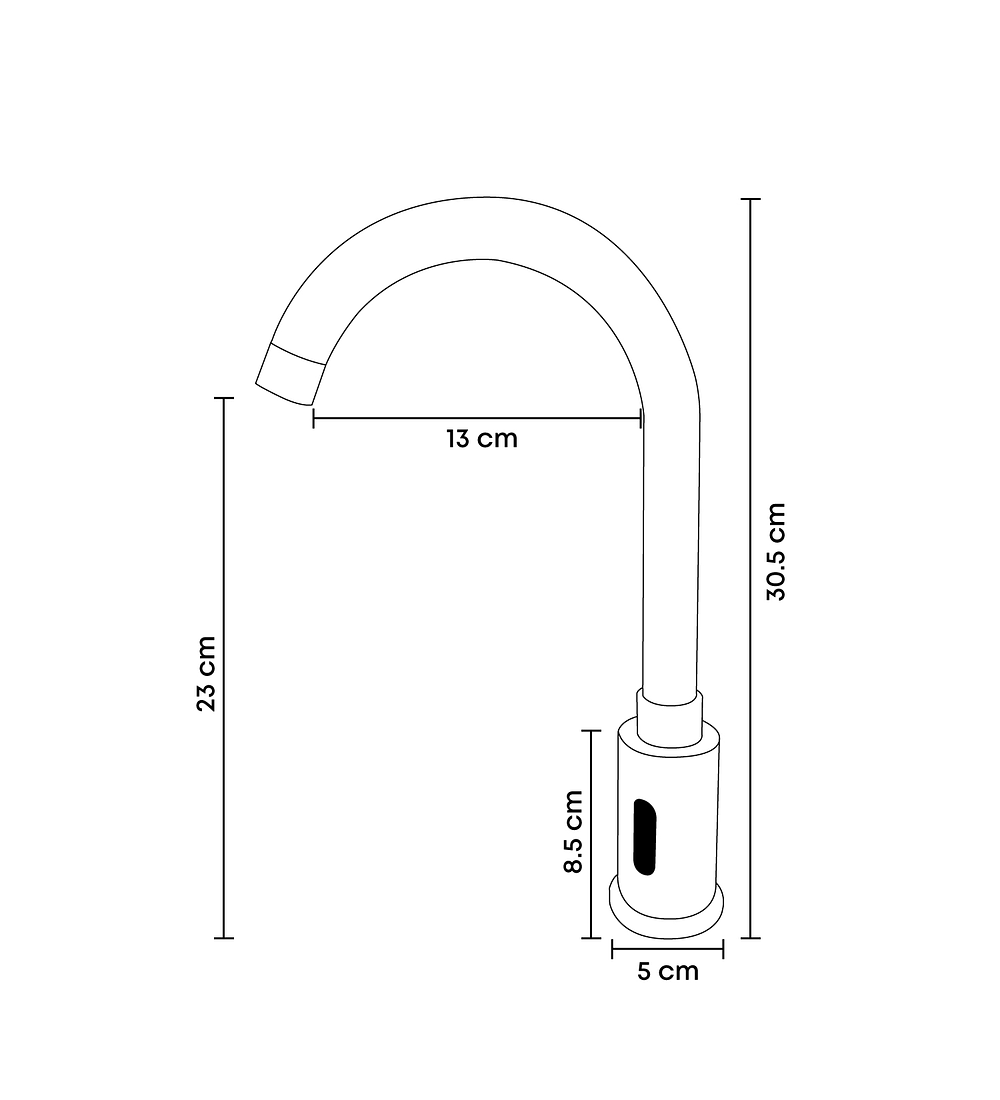 Llave Sensor Institucional Cuello Ganso Alta (zamak)