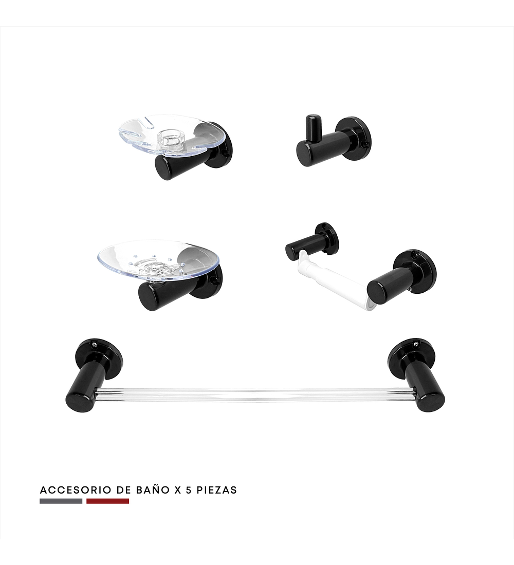 Accesorio Baño 5 Piezas Abs Ccol-Salento Negro