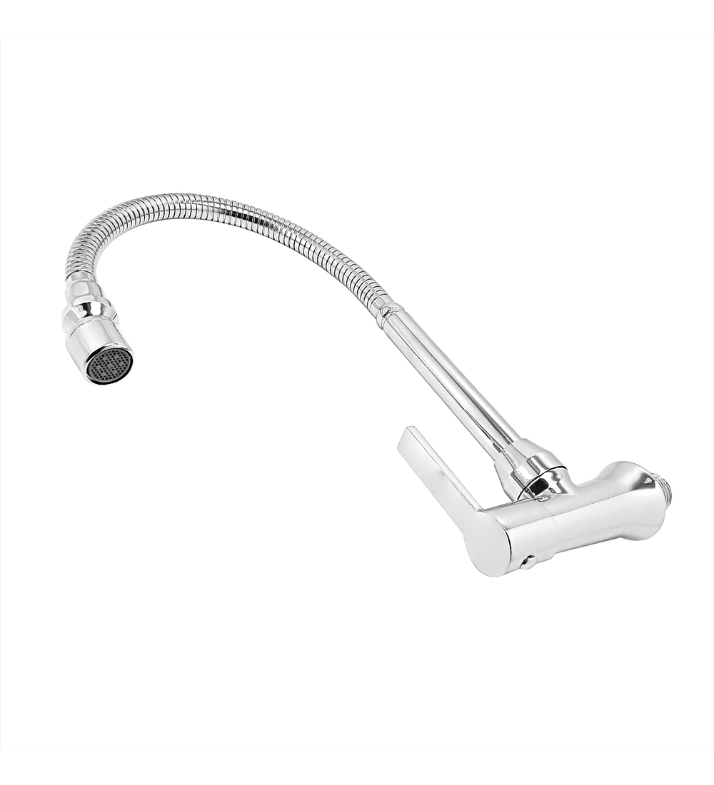 Llave Muro Uso Mixto Cuello Flexible Cromo Brillante