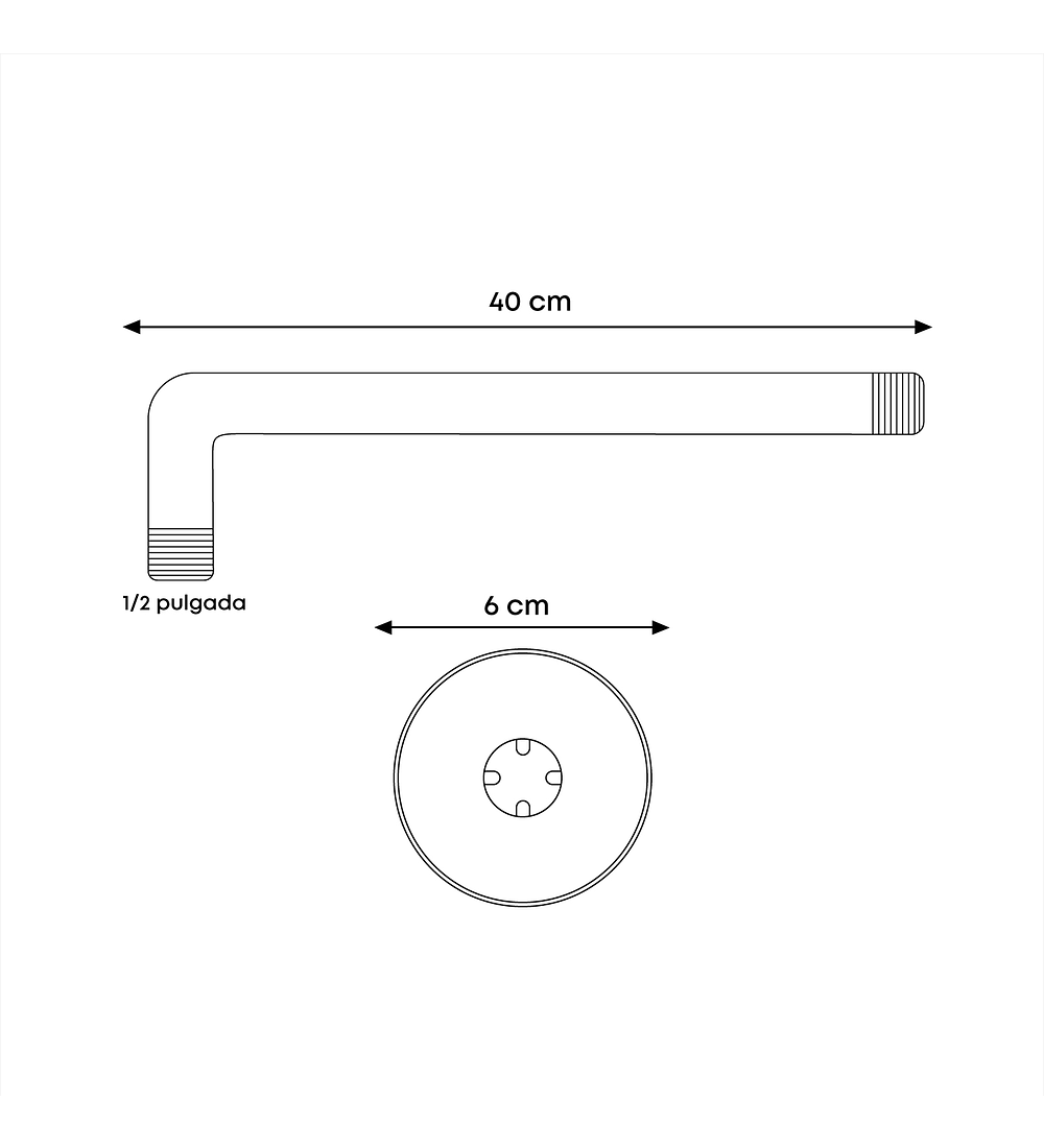 Brazo Para Ducha 40cm Tubo Metalico