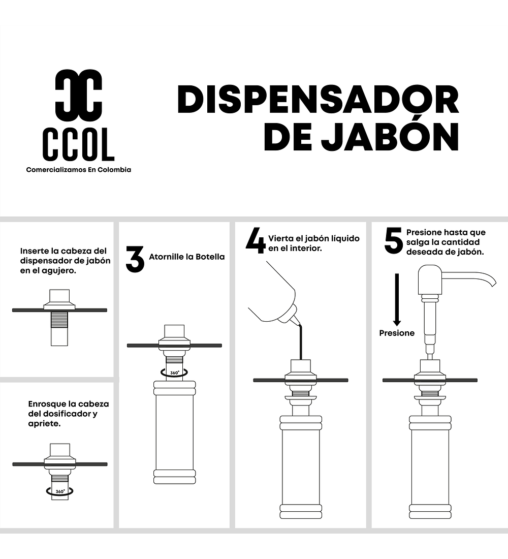 Combo Grifería Cuello L Mezclador + Dispensador Jabón