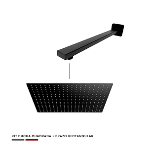 Kit Ducha 40cm Cuadrada + Brazo Rectangular A Muro 40cm