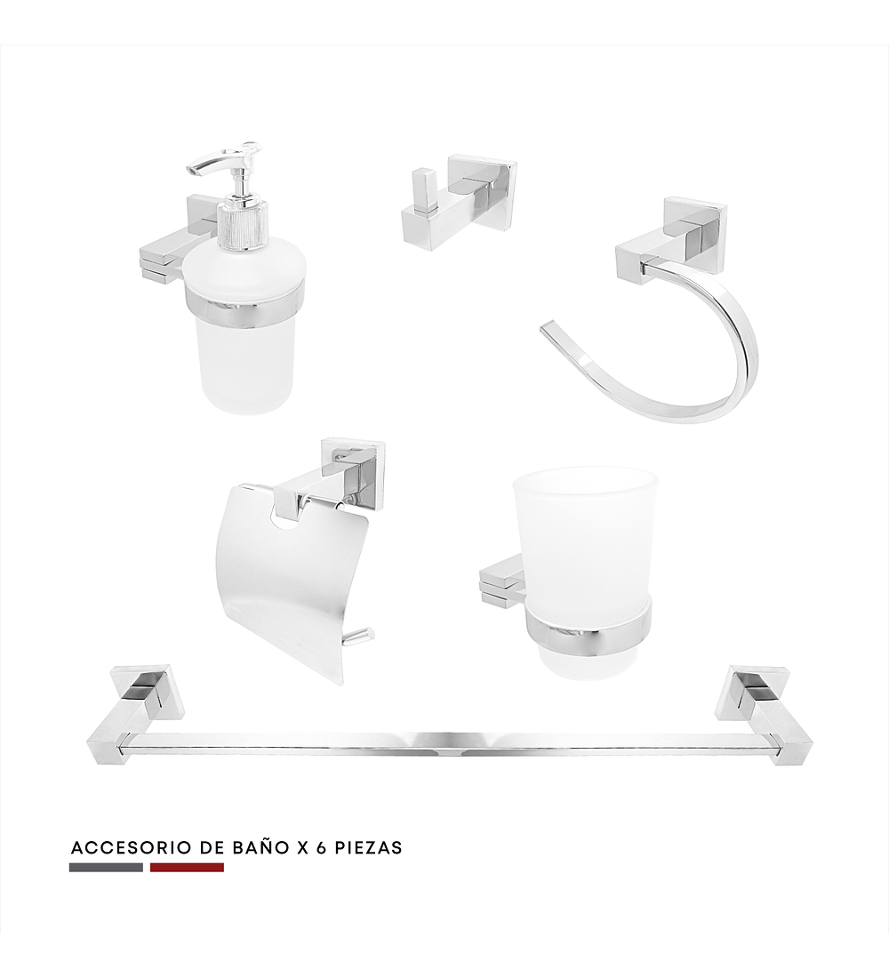 Set Accesorios Baño Cuadrado 6 Piezas Ccol