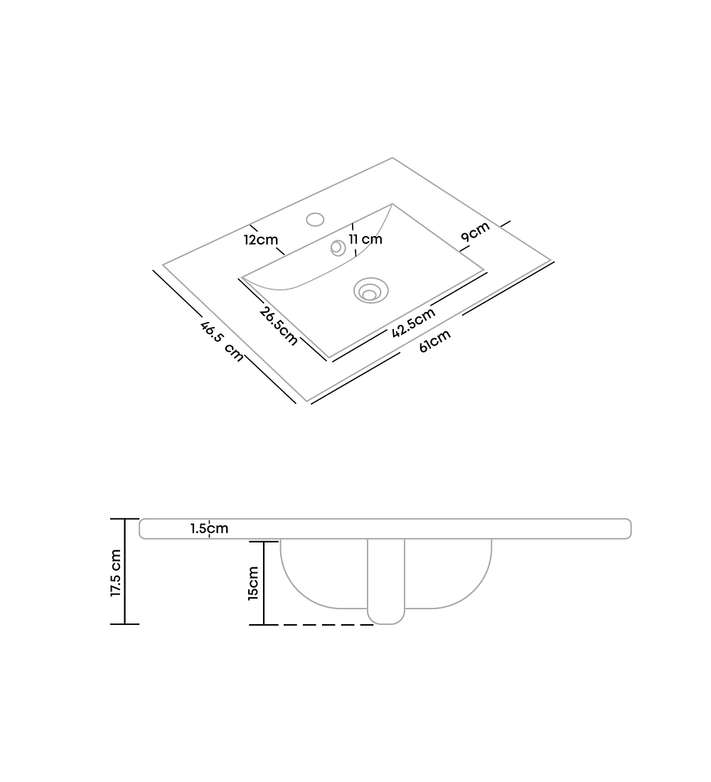 Placa Lavamanos Blanco Submontar 61x46.5x19cm