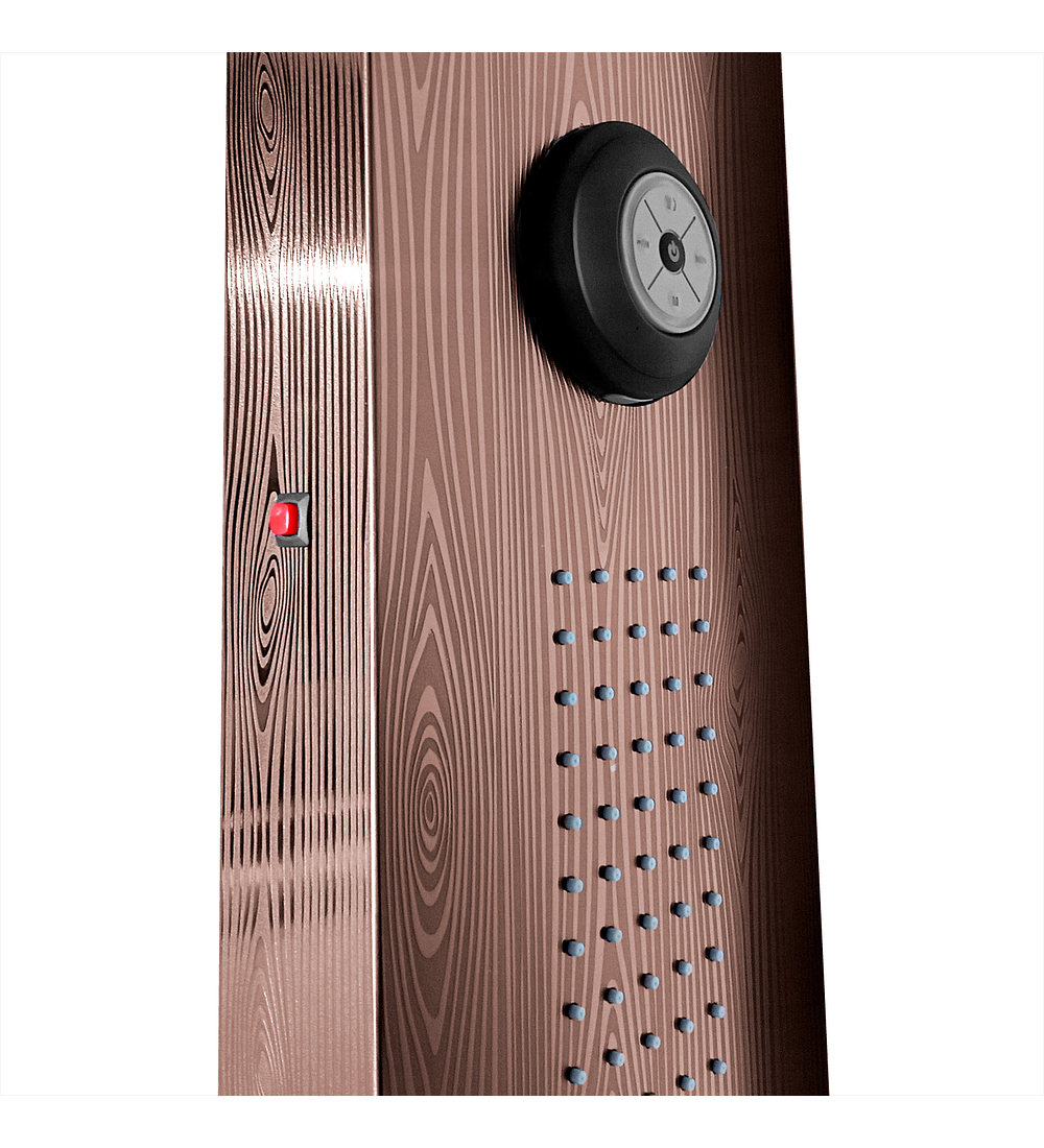 Torre Ducha Para Baño Con Luz Led Y Bluetooth Tono Madera