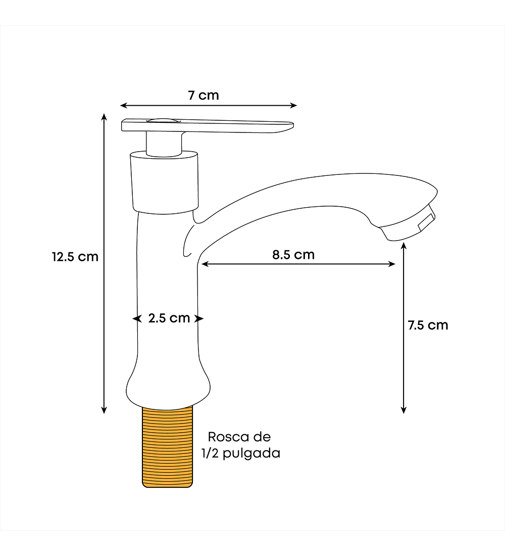 Grifería Agua Fría Lavamanos Baja Monocontrol Seul Negra