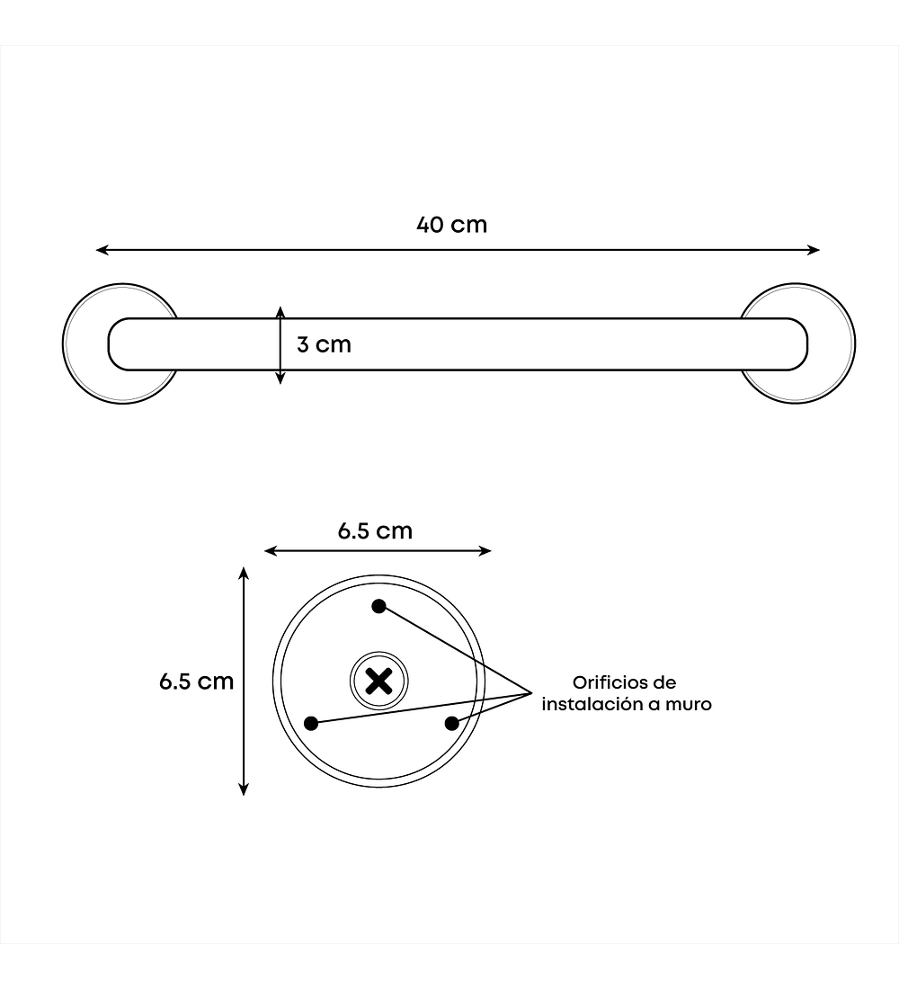 Barra De Seguridad Agarradera Acero Inoxidable 40cm Premium