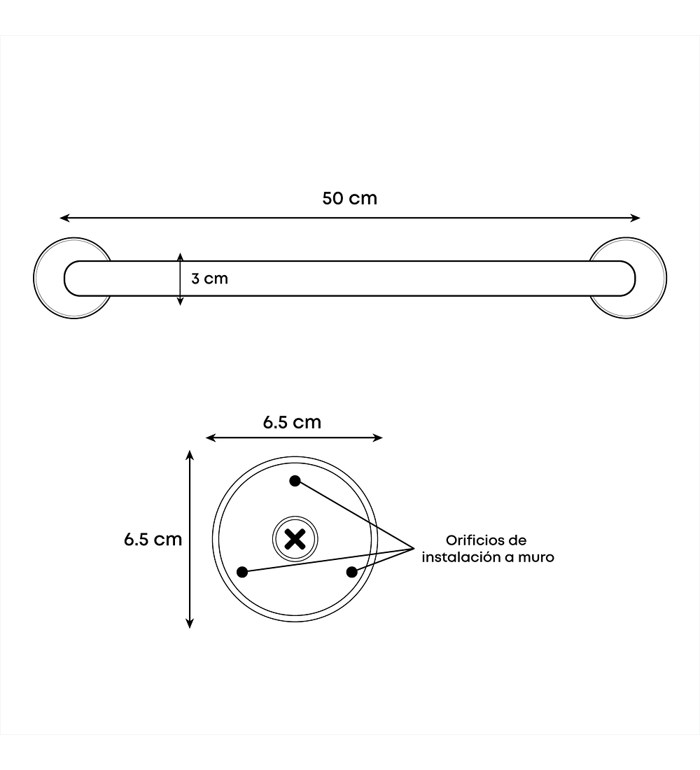 Barra De Seguridad Acero Inoxidable 50cm Satinado