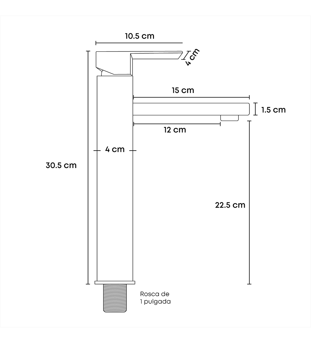 Grifería Lavamanos Mezclador Alto Pico Largo Acero Inox