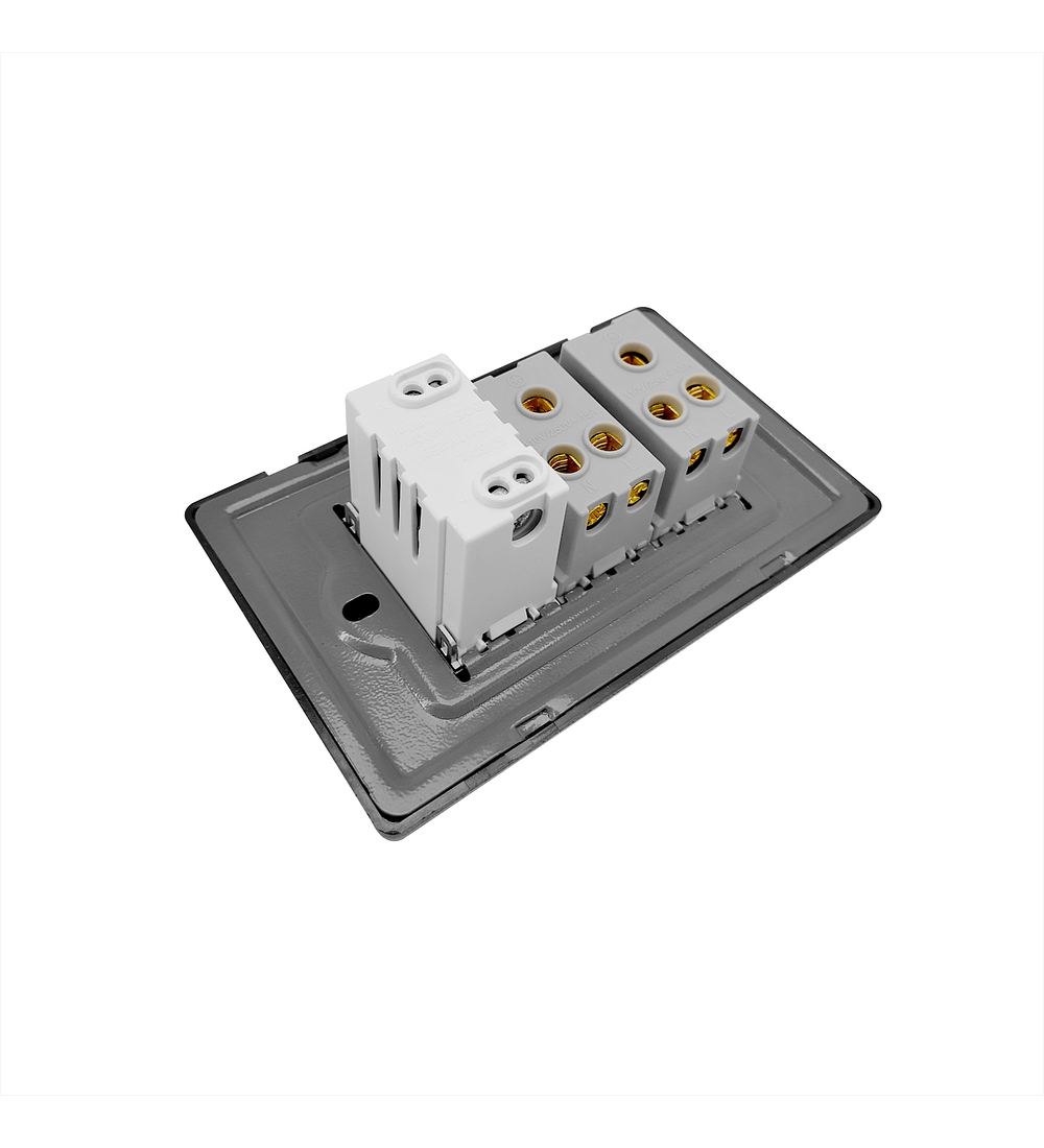 Toma + Conector Usb Doble Gris Plata