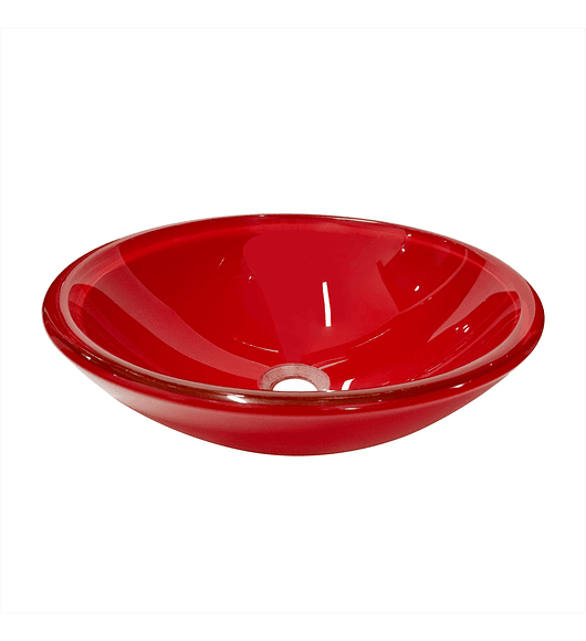 Lavamanos Vidrio Sobreponer Redondo Rojo Doble Capa
