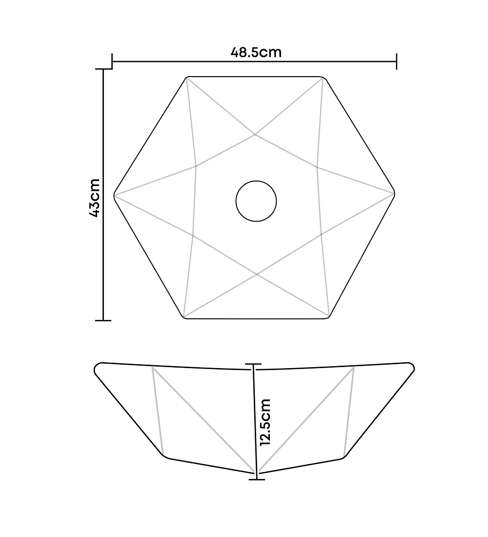 Lavamanos Moderno Hexagonal Lujo Blanco 13cm*40cm*40cm